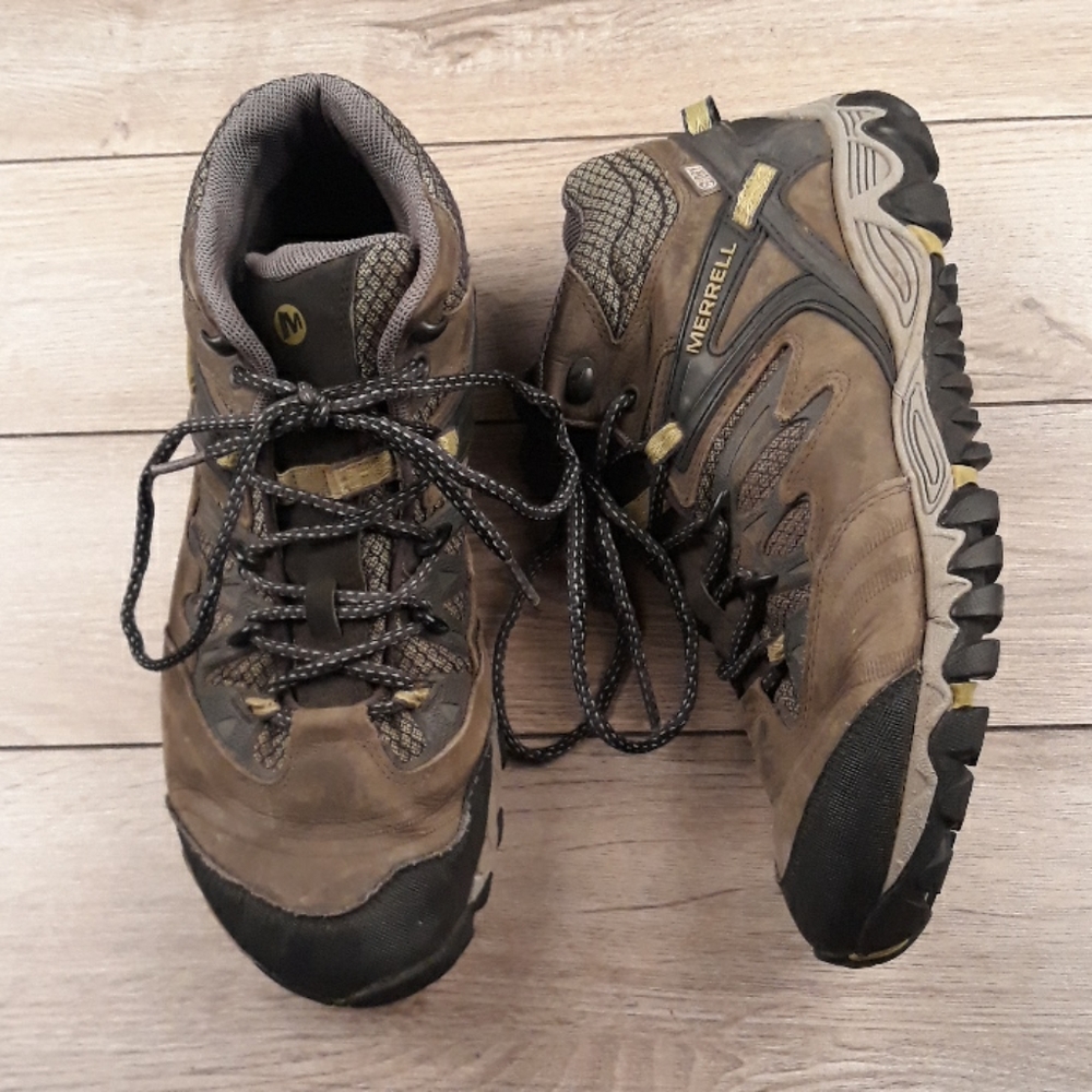 MERRELL All Out Blaze J24611 Green Black 8.5 Mens Trail Hiking Mid Shoes Boots